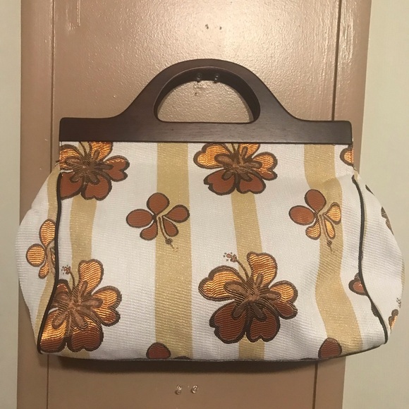 Nordstrom Floral Print Handbag with wooden Handles - Picture 3 of 7